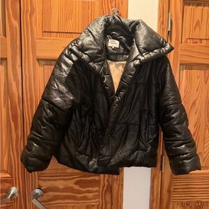 Nanushka Vegan Leather Black Puffer Jacket